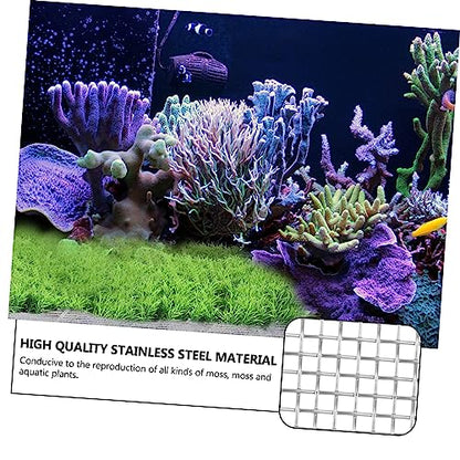 BESTonZON 10Pcs Stainless Steel Grass Plant Net for Aquarium Moss Fixed Mesh Rust-Resistant Fish Tank Accessory