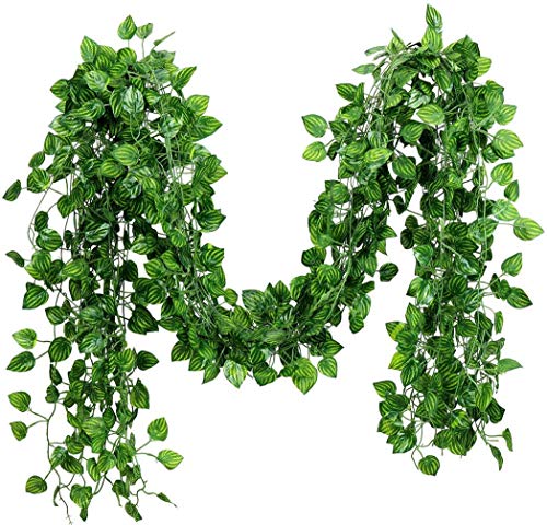 168 feet Artificial Vines Greenery Garland Fake Hanging Leaves Faux Foliage Plants for Wedding Party Garden Home Kitchen Office Wall Decorations (Watermelon/24 Strands) - color: Watermelon/24 Strands