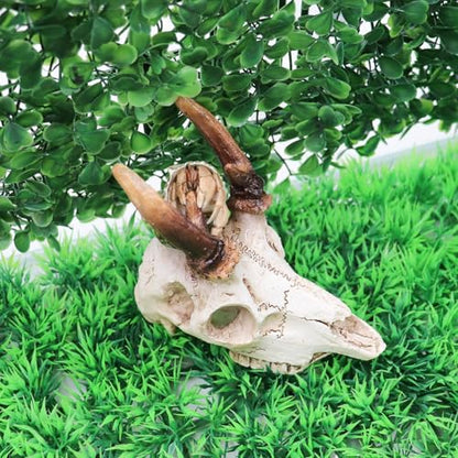 Reptile Decorations for Terrarium, Resin Skull Ornament Climbing Toy for Gecko, Tarantula Enclosure Accessories, Bearded Dragon Tank Accessories