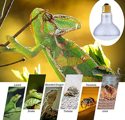 2-Packs 75W Reptile Heat Lamp Basking Bulb E26 110V UVA Basking Spot Daylight Heat Lamp Glass Heating Lamp Reptile Heater for Bearded Dargon Turtle Aquarium Aquatic Lizard Chicken Coop