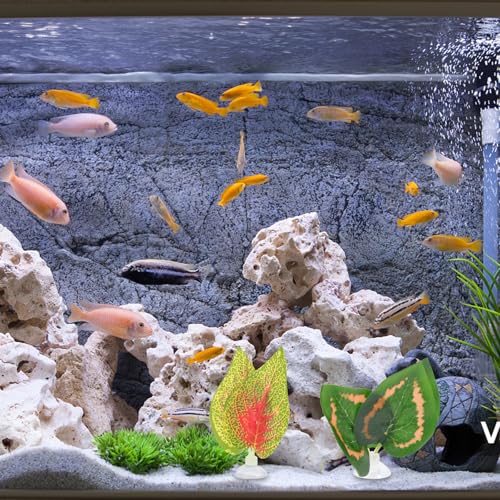 PRETYZOOM 2pcs Reptile Plants Ornaments Artificial Leaf Set with Suction Cups for Terrarium Decor Simulated Plastic Leaves Including Perilla and Fruit Leaf Suitable for Turtle Lizard