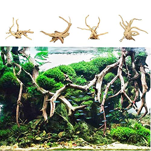 Tfwadmx Aquarium Driftwood Natural Wood 4''-7'' Reptile Branch Fish Tank Tree Plant Stump Ornament Decor 4 PCS