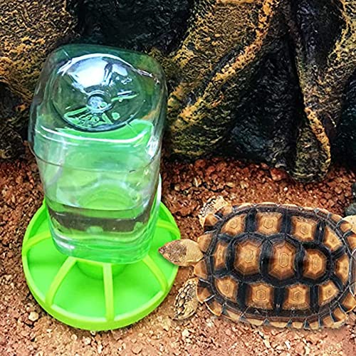 Reptile Water Bottle Turtle Food Dish and Water Bowl Automatic Feeders Waterer Tortoise Dispenser Bottle Feeding Dish for Lizard Chameleon