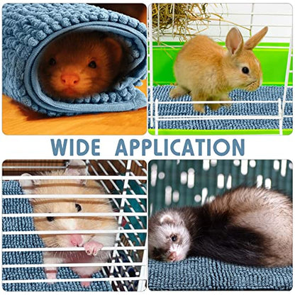 Amylove 4 Pcs Guinea Pig Cage Liner 16 x 24 Inch Washable Chenille Pee Pads Pet Dog Cat Bedding Training Mat Reusable for Small Animals Puppy Bunny Hamster Chinchilla - color: Blue, size: 16 x 24 Inch, style: Low Pile Chenille