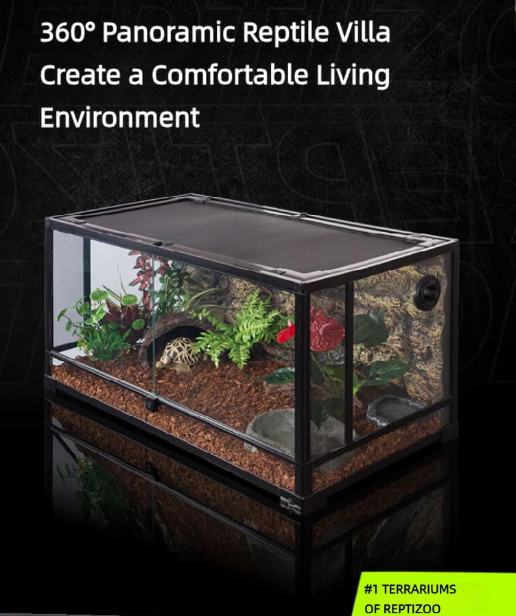 34 Gallon Reptile Terrarium (24" x 18" x 18"), Aluminum Alloy & ABS Breeding Enclosure, Front Opening Tank with Safety Lock & Screen Ventilation, Easy Assembly Habitat for Lizard, Ball Python