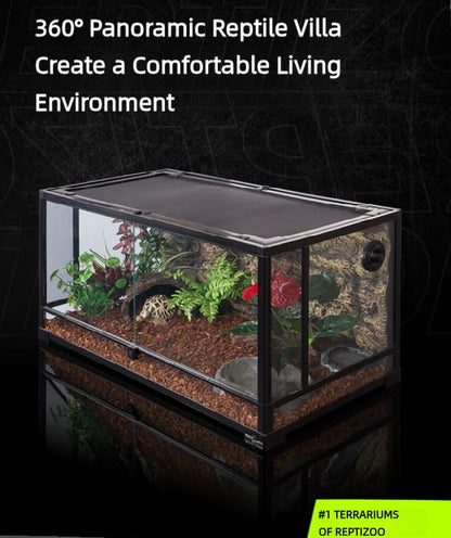 34 Gallon Reptile Terrarium (24" x 18" x 18"), Aluminum Alloy & ABS Breeding Enclosure, Front Opening Tank with Safety Lock & Screen Ventilation, Easy Assembly Habitat for Lizard, Ball Python