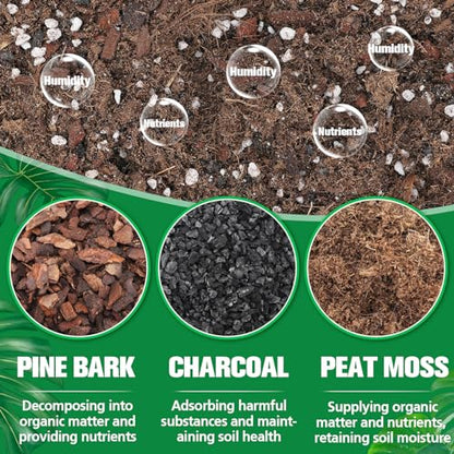 3.2QT Monstera Soil Potting Mix - Natural Organic Tropical Plant Soil for Improving Growth Rate, Sustainable Houseplants Growing Media for Indoor Bonsai Succulents Moisture Retention Drainage
