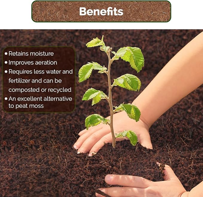 UBICON Organic Coco Coir Growing Medium 11 Pound Block | Expands to Approximately 20 Gallons | Ideal for Gardens and Raised Beds | Excellent Drainage and Root Growth