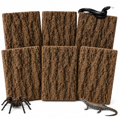 RHBLME 6 Pack Cork Bark for Reptiles, 11.8" L x 7.8" W Cork Bark for Terrarium, Reptile Tank Background Terrarium Backdrop Wall Decor Natural Reptile Climbing Mat