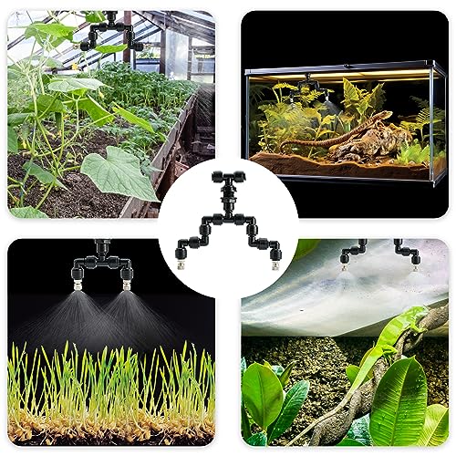 VEXPLO Reptile Terrarium Misting Nozzle 360 Degree Adjustable Reptile Fogger Mist Sprinkler, Dual-Head Black Misting Spray Nozzles for Aquarium Rainforest - size: Dual Head