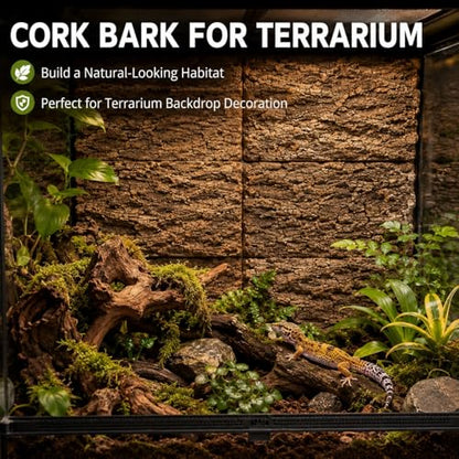 RHBLME 6 Pack Cork Bark for Reptiles, 11.8" L x 7.8" W Cork Bark for Terrarium, Reptile Tank Background Terrarium Backdrop Wall Decor Natural Reptile Climbing Mat