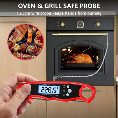 RIWUSI Meat Thermometer Digital, Instant Read Food Thermometer with Dual Probe, Backlight LCD Display, Calibration Function, Kitchen Accessories for BBQ Grill, Gift for Men Birthday, Dad & Mom