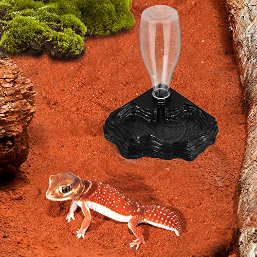 Reptile Water Feeder Automatic Water Dispenser Waterer Feeding Accessories for Turtle Frog Bearded Lizards Geckos for Terrarium Tank, black