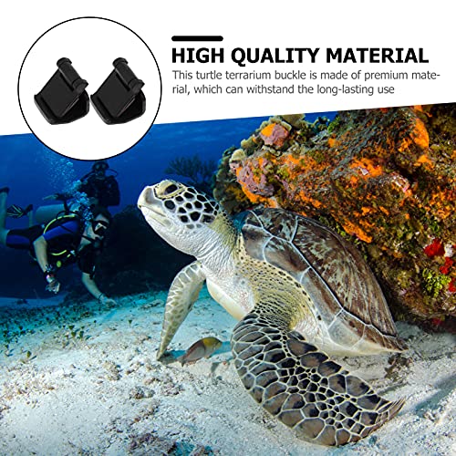 4pcs Reptile Terrarium Cover Clip Tropical Amphibians Tank Buckle - Escape Cages Door Hinge Latch for Bearded Dragons Lizards Geckos Snake Hermit Crab Black