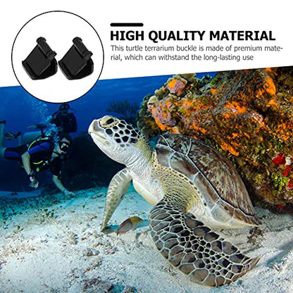 4pcs Reptile Terrarium Cover Clip Tropical Amphibians Tank Buckle - Escape Cages Door Hinge Latch for Bearded Dragons Lizards Geckos Snake Hermit Crab Black