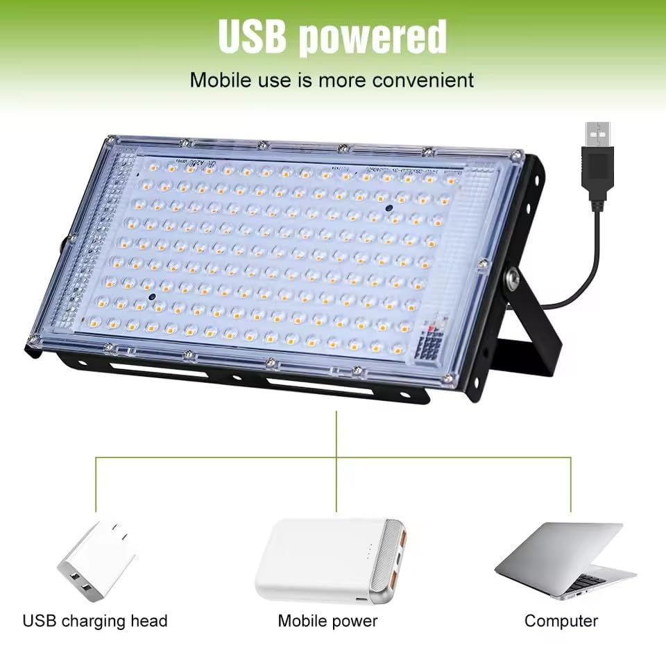 Grow Lights for Indoor Plants, LED Full Spectrum Grow Light with 150° Rotation Panel for Succulents, Seed Starting, Waterproof Plant Light for Indoor Gardening, Greenhouse & Hydroponics, 50 LED Chip - size: 4.9 × 1.2 × 9.1