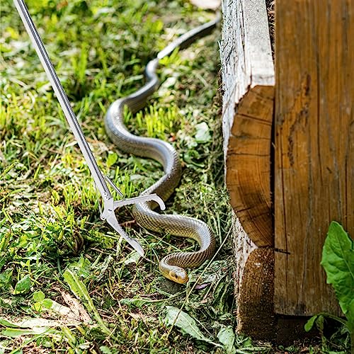 balacoo Folding Snake Catcher Clip Tool Stainless Steel Snake Grabber Stick Lock Clamp for Handling for Gardens and Outdoors