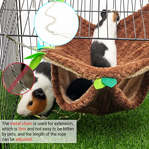 Small Animal Hammock - Hanging Hammock & Tunnel Hideout for Guinea Pig Hamster Parrot Rat Chinchilla - Warm Swing Plush Cage Bed Washable Pet Hammock with 5.9" Chian - size: One Size with Chain