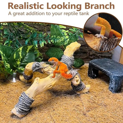 Tfwadmx Snake Climbing Branch, Reptile Climbing Decor Resin Reptile Climbing Wood Branches, Gecko Tank Branches Decor for Lizards, Tarantulas, Hermit Crab, Frogs - size: 7.3x6.1x4.7IN | Rack Branch