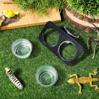 balacoo Reptile Feeder Food and Water Bowl with Suction Cup Wall Mounted Acrylic Dish for Gecko Lizard Turtle Scorpion Small Reptiles Amphibians 4.52X2.36X2.16In
