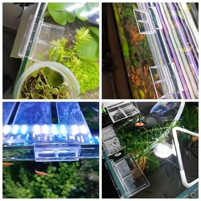 Aquarium Lid Clips,10pcs Clear Acrylic Aquarium Cover Clips,Rimless Aquarium Lid Clips,Clear Acrylic Fish Tank Lid Holder,Clear Glass Cover Clip Holder,Aquarium Support Tools