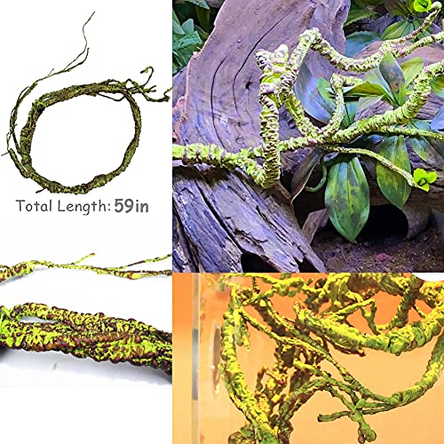 Hamiledyi Lizard Climbing Jungle Vines 9.8FT Bearded Dragon Tank Accessories Bendable Vine Artificial Branch Reptile Tank Habitat Decor for Gecko, Snakes,Chameleon,Bearded Dragon