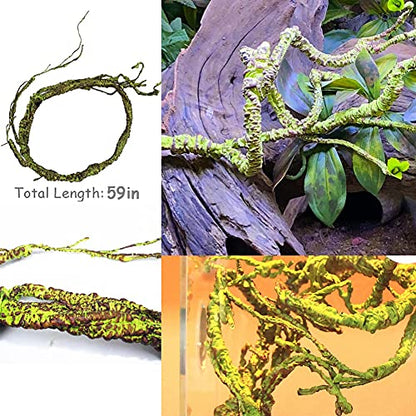 Hamiledyi Lizard Climbing Jungle Vines 9.8FT Bearded Dragon Tank Accessories Bendable Vine Artificial Branch Reptile Tank Habitat Decor for Gecko, Snakes,Chameleon,Bearded Dragon