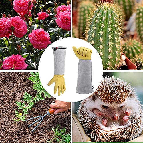 Rose Pruning Gloves for Men/Women, Long Gardening Gloves Thorn Proof, Cactus Glove, Goatskin Leather Planting Gauntlet Garden Working Glove, Gardening Gifts for Gardeners (Small) - size: Small (Pack of 1)