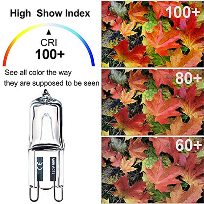Vinaco G9 Bulb, 10 Pack G9 Halogen Bulb 60 Watt, High Output 720LM JD G9 120V 60W G9 Light Bulb Dimmable Long Lasting Lifespan, CRI100 & 2800K Warm White, G9/bi-pin Light Bulbs for Chandelier Lights - style: 60W- 10 Pack