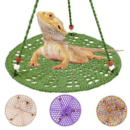 Reptile Hammock, Reptile Hammock Swing Hanging Bed for Bearded Dragon Lizard Snake Gecko Chameleon Parrot Hamster Small Pets （9.8"*17.7" Green） - color: Green