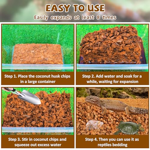 Legigo 2 Pack Coconut Chip Substrate for Reptiles, Natural Coco Husk Chip Reptiles Bedding, Compressed Coconut Chip Substrate for Snake, Tortoise, Ball Python, Gecko, Lizard Terrarium Tanks - color: 2 Pack