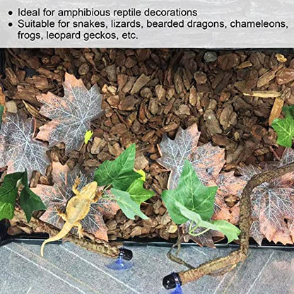 Reptile Corner Branch Terrarium Plant Decoration with Suction Cups Artificial Plastic Plant for Amphibian Lizard Snake Climbing