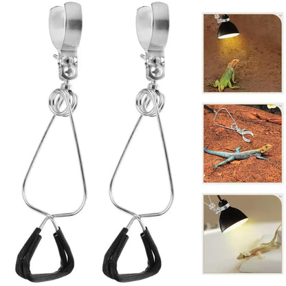 EatingBiting 2Pcs Reptile Heating Lamp Clamps Adjustable Fixture Turtle Dome St Plastic Easy Install Durable Portable Fish Tank Aquarium