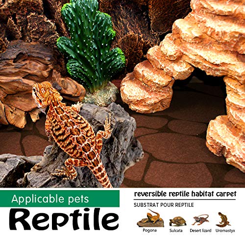 2PCS Reptile Carpet 20 Gallon, Pet Terrarium Liner, Reptiles Cage Mat/Substrate for Snakes, Chameleons, Geckos and Bearded Dragon Tank Accessories with Tweezers Feeding Tongs Desert(30*12in) - size: 30in*12in