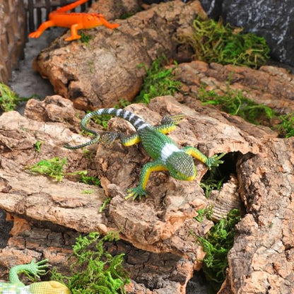 Kisangel Reptile Cork Bark Hides for Reptiles Lizard Climbing Bark Reptile Basking Platform 14-Piece Natural Terrarium Decoration for Snake Gecko Enclosure Habitat