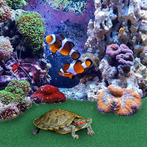 Luxshiny Realistic Fake Grass Mat Fish Tank Reptile Ramp Turf Artificial Grass Mat for Turtle Basking Aquatic Terrariums Outdoor Indoor Use