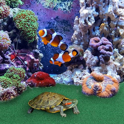 Luxshiny Realistic Fake Grass Mat Fish Tank Reptile Ramp Turf Artificial Grass Mat for Turtle Basking Aquatic Terrariums Outdoor Indoor Use
