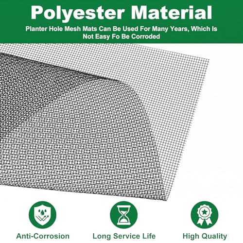 15 Pcs Flower Pot Hole Mesh Pad, 11.8 x 7.8 Inch Bosai Plant Mesh Drainage Screen Prevent Soil Loss Meshs DIY Drainage Netting Pot Bottom Grid for Gardening