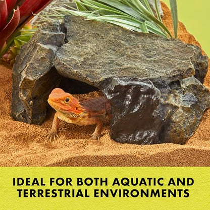 Zilla Shale Rock Den, Naturalistic Rock Décor, Perfect for Basking, Climbing, Hiding, Ideal for Aquatic or Terrestrial Reptile Habitats, Medium