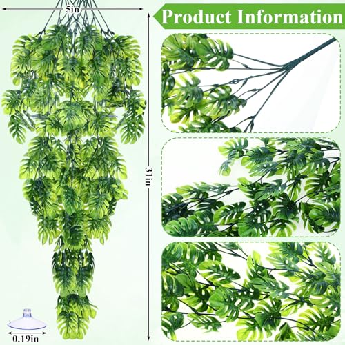 Suncalla 8 Pack Reptile Plants Terrarium Hanging Plant Vine Boston Climbing Terrarium Plant with Suction Cup for Bearded Dragons Lizard Crested Gecko Snake Crab Tank(Popular Series,Green) - style: Popular Series