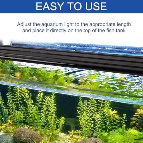 Led Aquarium Light, Full Spectrum Fish Tank Lights, 55/75 Gallon Freshwater Fishtank Hood Lighting for Grow Fish, Plants, Adjustable from 48 to 54 Inch - size: 48-54 IN