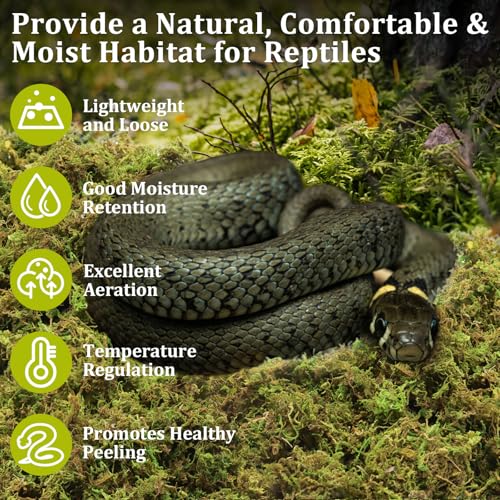Legigo 14 OZ Sphagnum Moss for Reptile- 16 QT Natural Reptile Moss Terrarium Moss Substrate, Snake Tank Moss Peat Moss Reptile Bedding for Snake, Gecko, Ball Python, Frog and Orchids Plants - size: 14 OZ