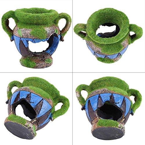 Yosoo Aquarium Decoration Fish Hide Ancient Vase Cave Reptile Habitat Resin Ornament Jar Decor