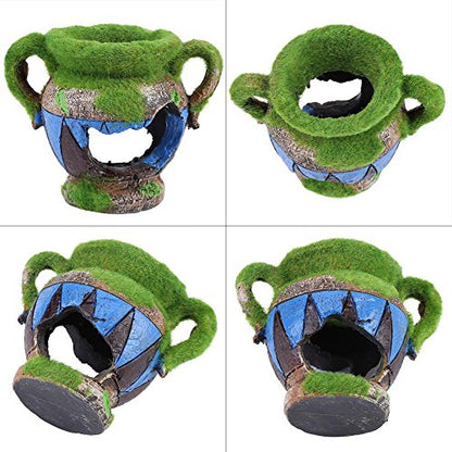 Yosoo Aquarium Decoration Fish Hide Ancient Vase Cave Reptile Habitat Resin Ornament Jar Decor
