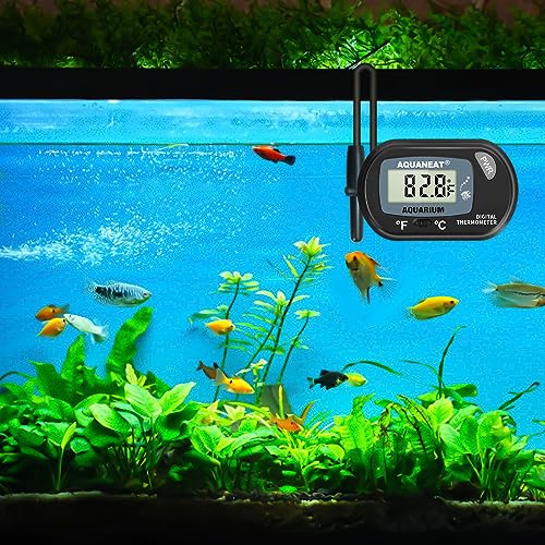 AQUANEAT Aquarium Thermometer, Fish Tank Thermometer, Digital Temperature Test, with Large LCD Display (6 Packs) - size: 6 Packs