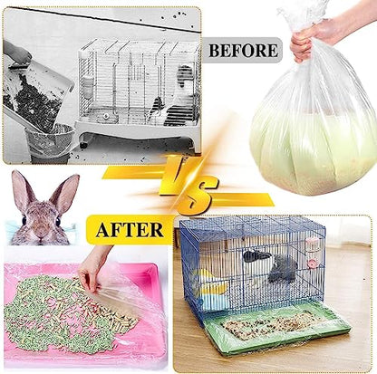 100 pcs Disposable Cage Liners, Clear Plastic Rabbit Cage Liner Bag, Universal Toilet Film for Bunny, Hamster, Totoro, Hedgehog, Guinea Pig and Small Animals (100pcs, 47in) - size: 100 count