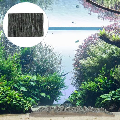 Luxshiny 3D Aquarium Background Board for Fish Tank and Reptile Terrarium, Lifelike Bark Texture Decorative Landscape Panel, Blue Vertical Stripe Design for Turtle and Cichlid Tanks