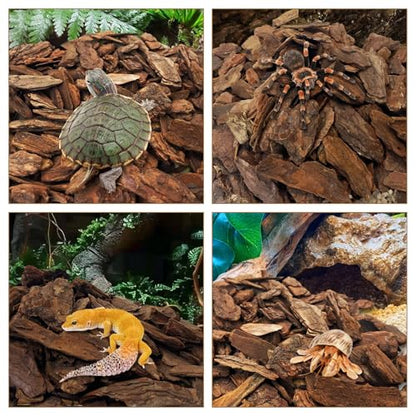 Hamiledyi Reptile Bark Bedding 22.9oz Tortoise Terrarium Substrate Natural Pine Bark Mulch Reusable Wood Chips for Bearded Dragon Snake Box Turtle Gecko Hermit Crabs(Small) - size: 1 Pcs-Small Reptile Bark Bedding