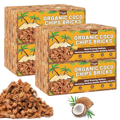 Legigo 8 Pack Coco Coir Chips for Plants- 8.8 LB 100% Organic Coconut Chips Brick Potting Mix with Low EC & PH Balance, Coconut Husk Substrate Coco Husk Mulch for Garden, Planting, Orchid and Soil Mix - color: 8 Pack