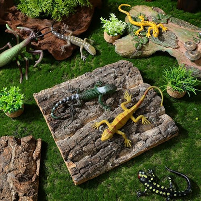 UKCOCO Cork Bark Reptile Background 4-Pack 5.9x5.9x0.78In Natural Cuttable Panels – Safe Moisture-Resistant Terrarium Décor for Gecko Lizard Bearded Dragon Tank Setup